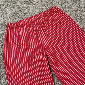 Vintage Sears Red White Polka Dot Wide Leg Double Knit Polyester Pants Women's S